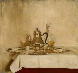 Silver Coffee Pot On A Silver Tray — Sir William Nicholson