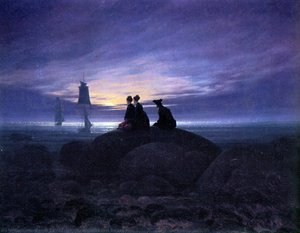 Lever De Lune Sur La Mer Et Le Soleil — Caspar David Friedrich