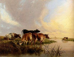 Cattle Watering — Thomas Sidney Cooper