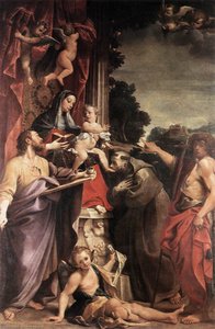 La Madone En Majesté Avec Saint Matthieu — Annibale Carracci