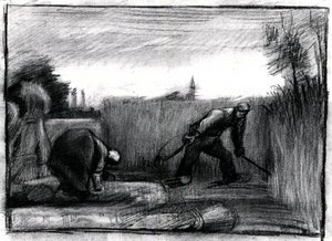 Wheat Field With Mower And A Stooping Peasant Woman — Vincent Willem Van Gogh