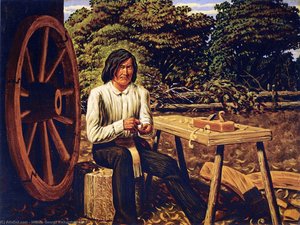 Metis Making Wheel For Red River Cart, Manitoba — William George Richardson Hind