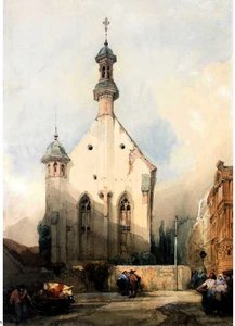 Figures By A Church In Mainz, Germany — David Roberts