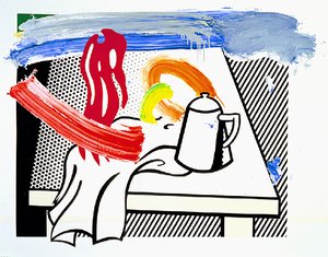 Collage Für Pinselstil-stillleben Mit Kaffeemaschine — Roy Lichtenstein