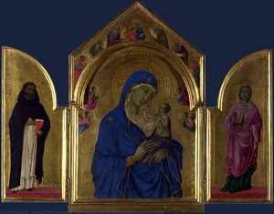 La Vergine E Il Bambino Con I Santi Domenico E Aurea — Duccio Di Buoninsegna
