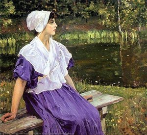 Girl By A Pond (portrait Of Natalia Nesterova) — Mikhail Nesterov