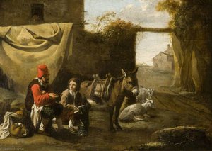 Two Figures With A Donkey And Sheep — Karel Dujardin