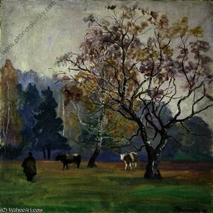 Mist. Landscape With Cows. — Pyotr Konchalovsky