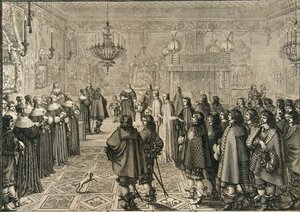 Ceremony Passing The Marriage Contract Of Władysław Iv And Marie Louise Gonzaga At Fontainebleau. — Abraham Bosse