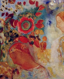 Two Young Girls Among Flowers — Odilon Redon