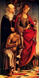 Saints Catherine Of Siena, Mary Magdalen, And Jerome — Luca Signorelli