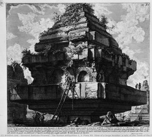 The Roman Antiquities, T. 3, Plate Xv. View Of A Large Boulder, A Relic Of The Tomb Of The Family? Metelli On The Appian Way About Five Miles From The Porta S. Sebastian, In The Hamlet Of S. Maria Nuova, Etc. — Giovanni Battista Piranesi