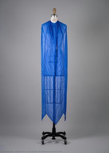 Issey Miyake, Blue Polyester Pleated Scarf — Issey Miyake