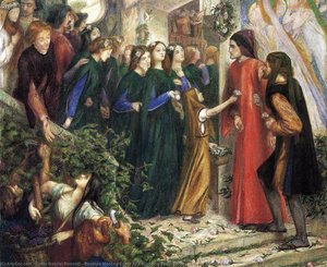 Beatrice Meeting Dante At A Wedding Feast Denies Him Her Salutation — Dante Gabriel Rossetti