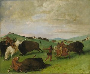 Caccia Al Bufalo, I Tori In Battaglia Con Uomini E Cavalli — George Catlin