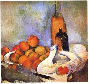Kompozicija Z Steklenimi Poživki In Jabolkami — Paul Cézanne