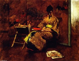 Una Ragazza In Abito Giapponese (conosciuta Anche Come Ragazza In Abito Giapponese, Il Kimono) — William Merritt Chase