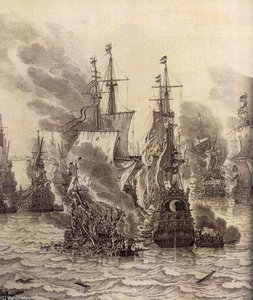 The Battle Of Livorno (detail) — Willem Van De Velde