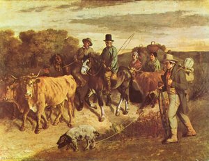 "the Peasants Of Flagey Returning From The Fair" -> "zpěváci Z Flagey Vracející Se Z Jarmarku" — Gustav Courbet