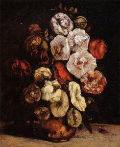 Holzhäuser Mit Hortensien Und Kupfervase — Gustave Courbet