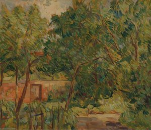 Trees And A Red Gate — Elliott Seabrooke