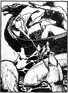 Hymir Rushed Forward And Cut Through The Line — Arthur Rackham