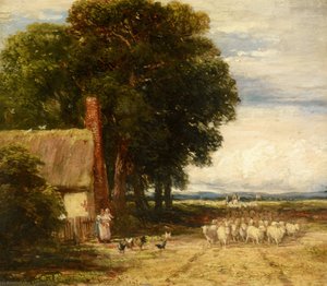 Landscape With A Shepherd And Sheep — David Cox