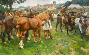 Ein Pferdemarkt In Suffolk, Lavenham — Sir Alfred James Munnings