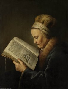 Old Woman Reading A Bible — Gerrit Dou
