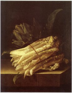 English Still Life Of Asparagus And Artichoke — After Adriaen Coorte