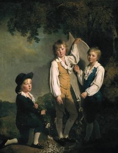 Tres Hijos De Richard Arkwright Con Una Cometa — Joseph Wright De Derby