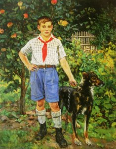 Andron With A Dog — Pyotr Konchalovsky