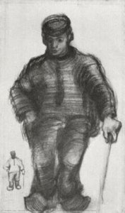 Campesino Con Bastón Y Boceto Del Mismo Campesino — Vincent Willem Van Gogh