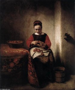 Young Woman Peeling Apples — Nicolaes Maes