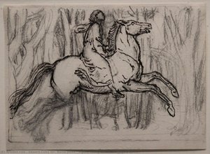 Figure Riding A Horse Through A Wood — Edward Coley Burne-jones