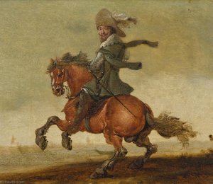 A Cavalier On Horseback Before A Landscape — Jan Asselijn