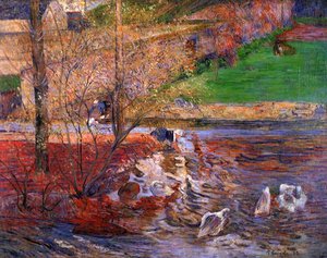 Landscape With Geese (also Known As Goose Games) — Eugène Henri Paul Gauguin