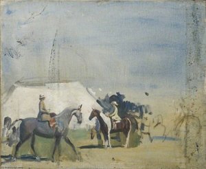 Studi Di Cavalieri Presso Un Tendone — Sir Alfred James Munnings