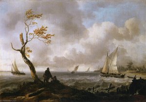Fishing Boats And Coasting Vessel In Rough Weather — Ludolf Backhuysen I