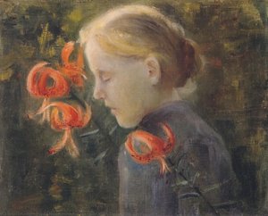 Girl With Tiger Lilies — Paula Modersohn-becker