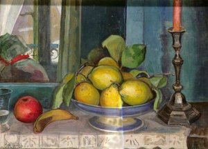 Still Life With Fruit And Candlestick — Jean Hyppolyte Marchand