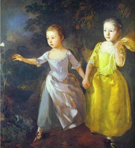 Die Töchter Des Malers, Margaret Und Mary, Verfolgen Eines Schmetterlings — Thomas Gainsborough