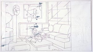 Intérieur avec Peinture sur Mobilier
