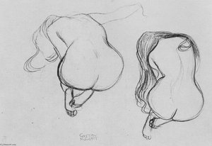Two Studies Of Sitting Nudes — Gustav Klimt