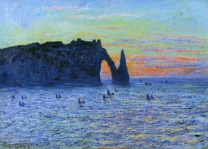 Etretat la falaise d Aval au cocher de soleil (also known as Sunset at Etretat)