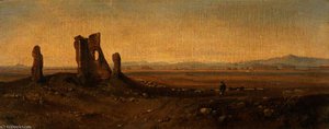 View In The Campagna, Rome (with Ruins) — Edward Lear