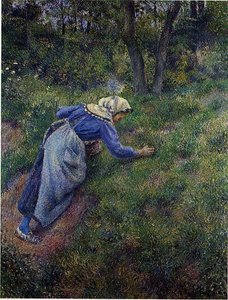 Peasant Gathering Grass — Camille Pissarro