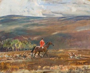 Ein Jäger Überquert Den Dunkery Beacon, Exmoor — Sir Alfred James Munnings