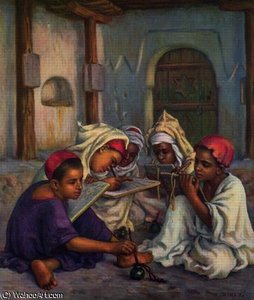 Writing Lesson In A Koranic School In An Algerian — Alphonse Etienne Dinet (nasreddine Dinet)