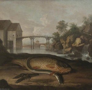 Common Carp, Freshwater Crayfish And Eel, In An Imaginary French Setting ( ) — Arthur William Devis